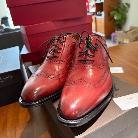 Bally Switzerland Goodyear 10.5 Red Calf Washed Gingo/58 - Picture 10 of 14